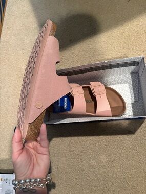 NWT Birkenstock Two-Buckle Sandal in Blush Pink Canvas SIZE 7/38